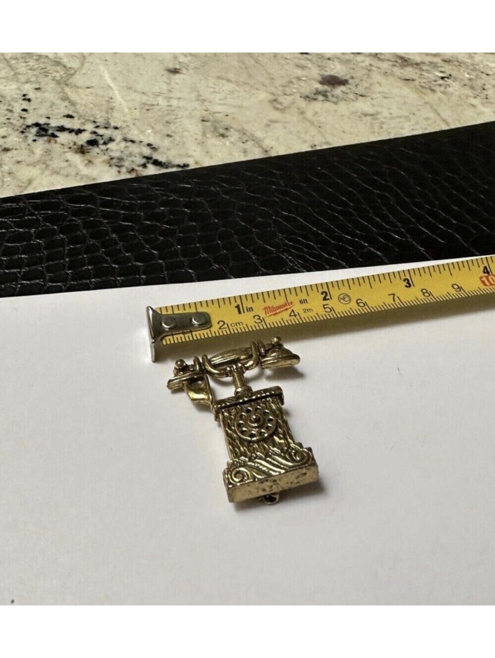Retro Style Rotary Telephone Phone Signed Zentall Bronze Gold Tone Brooch Pin